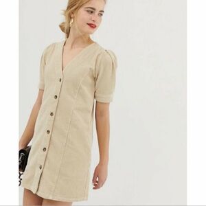 ASOS | Beige Button-Up Corduroy Mini Dress
